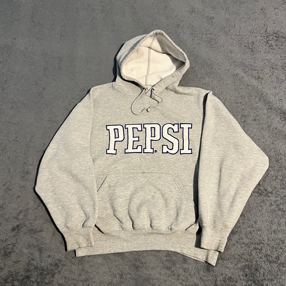 Vintage 90s Pepsi Hoodie Mens Large Gray Nothing Else Is A Pepsi Sweatshirt